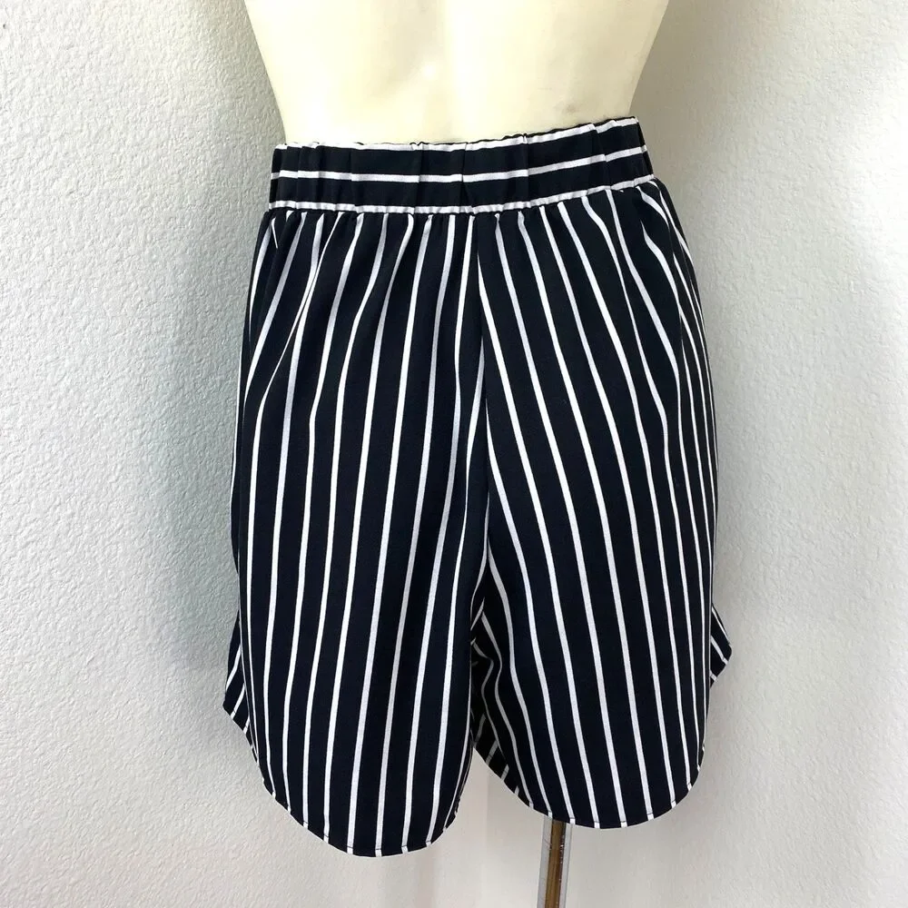Have Los Angeles Black Shorts White Strips Med Grunge Punk Preppy Travel Resort